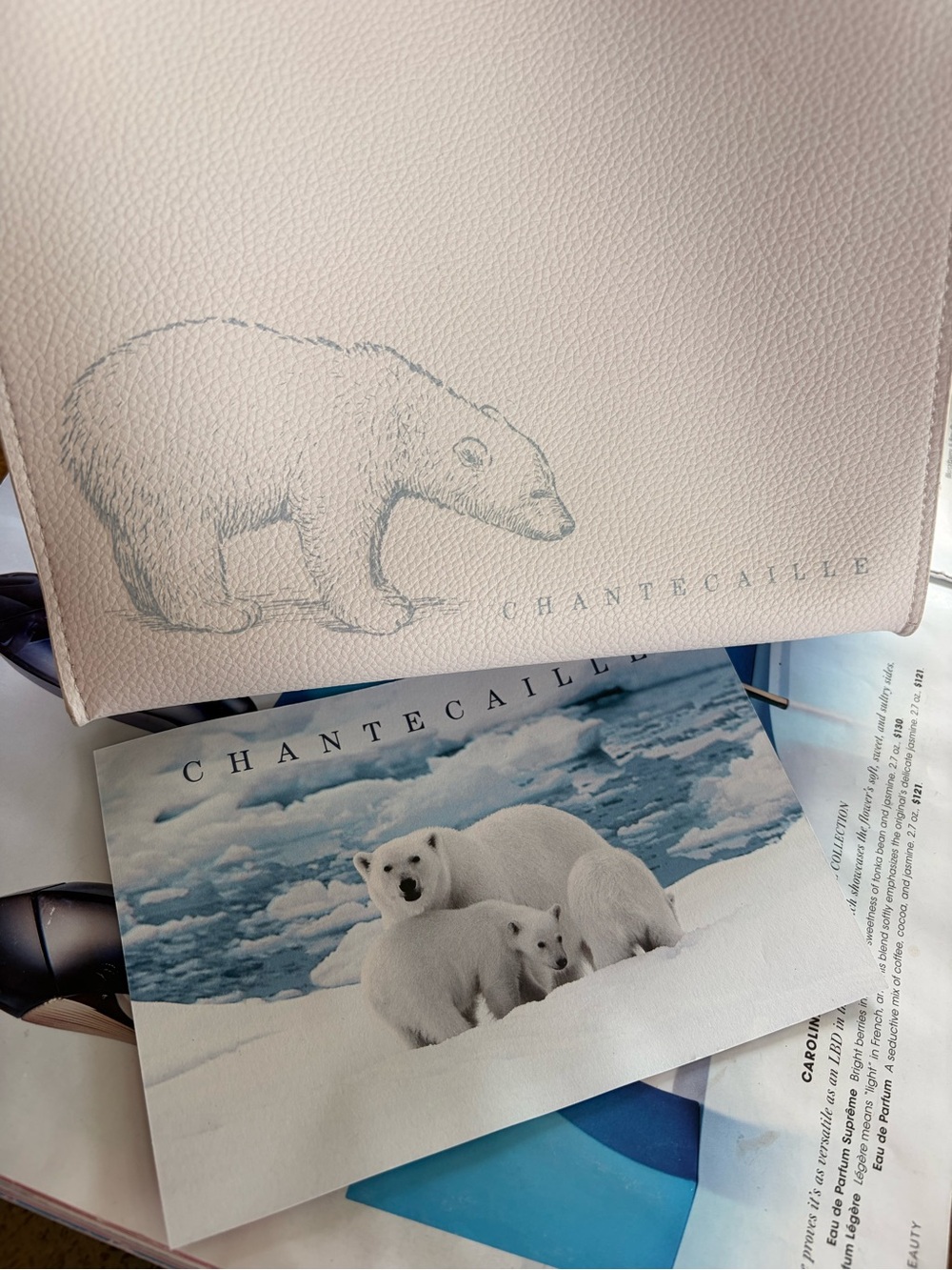Chantecaille Blush Pink Polar Bear Pouch cosmetic bag large new